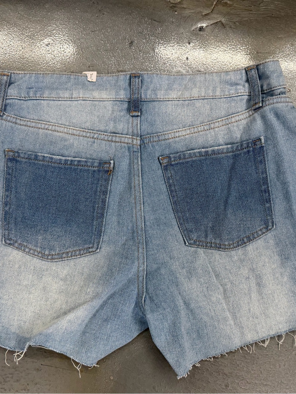 Women’s Two-Tone Light Blue Denim Shorts - 3.5" Inseam - Picture 2 of 2
